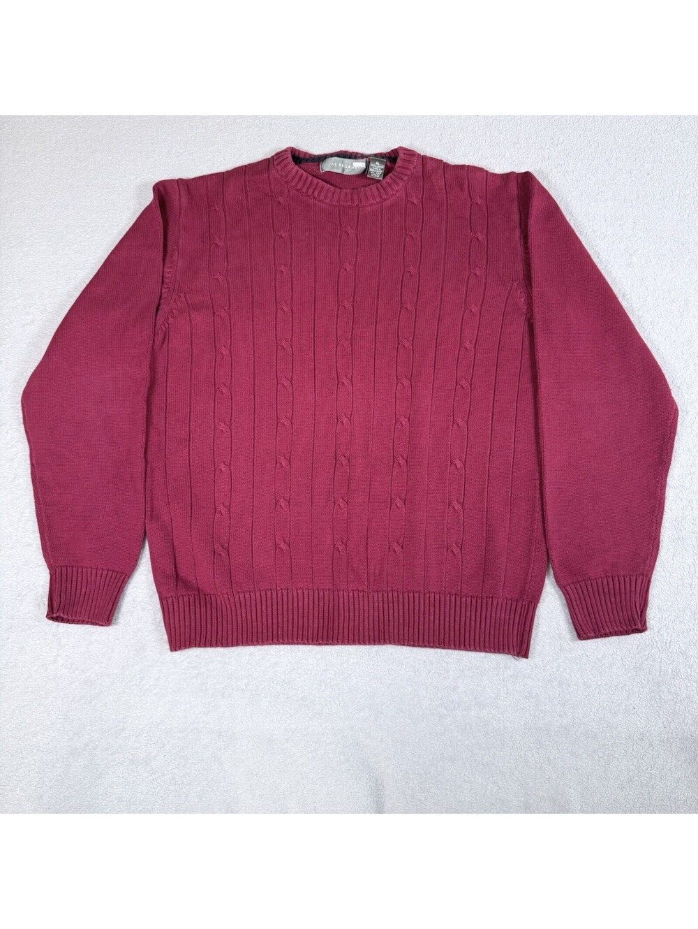 Oscar De La Renta Red Cable Knit Pullover Sweatshirt 100% Cotton Sweater size XL